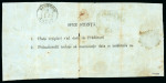 Stamp of Romania » United Principalities 1864-1865 Prince Cuza 1865 Jassy large drapery postmark on Prince Cuza 20 parale red on confirmation of receipt