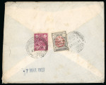 Stamp of Persia » 1925-1941 Riza Khan Pahlavi Shah (SG 602-O849) 1926 “Règne de Pahlavi” 9ch & Reza Shah portrait 6ch tied to reverse of cover by India Karachi cds,