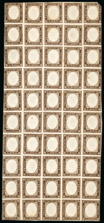Stamp of Italian States » Sardinia 1860 10c brown-lilac complete mint sheet of 50