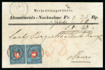 Stamp of Switzerland / Schweiz » Rayonmarken » Rayon I, dunkelblau mit Kreuzeinfassung 1851, Rayon I dunkelblau mit Kreuzeinfassung in Mischfrankatur mit Rayon I dunkelblau ohne Kreuzeinfassung