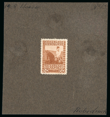 Stamp of Austria » 1890-1918 Issues  Austria Österreich 1908 Freimarken KFJ zu Pferd 60H Essay ähnlich der verausg. 60H