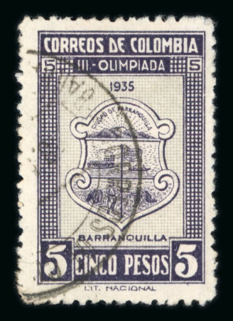 Stamp of Colombia Columbia 1935 South and Central America 3rd Olympiad set used