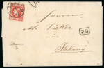 Stamp of Romania » King Carol 1869 - "Without Beard" Imperforate 1869 15b vermilion on near border/reduced rate cover