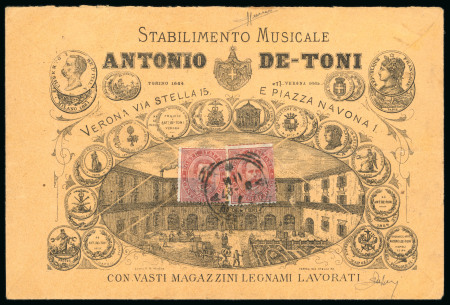 Stamp of Italy » Regno d'Italia Italy 1879 Stabilimento Musicale advertising envelope used