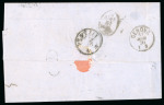 Stamp of Romania » King Carol 1869 - "Without Beard" Imperforate 1869 25b Prince Carol orange & blue: 2 covers with a pair and a single