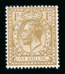 Stamp of Great Britain » King George V » 1924-36 Issues 1924 wmk Block Cypher 1/2d to 1s mint n.h. set of 12 with watermark inverted