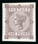 Stamp of Great Britain » 1855-1900 Surface Printed » 1867-83 High Values 1867-83 £1 brown-lilac FC imprimatur, large margins all around with fresh deep colour