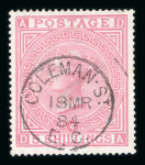 Stamp of Great Britain » 1855-1900 Surface Printed » 1867-83 High Values 167-83 wmk Anchor 5s rose pl.4 used with superb cds