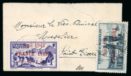 Stamp of Colonies françaises » St. Pierre et Miquelon 1941, très intéressant petit pli type carte de visite