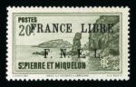 Stamp of Colonies françaises » St. Pierre et Miquelon 1941, France Libre  20f. vert-olive Y&T n° 273 neuf