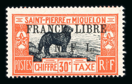 Stamp of Colonies françaises » St. Pierre et Miquelon 1942, timbre-taxe France Libre 30cts. rouge-orange