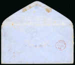 Stamp of Great Britain » 1854-1900 Postal History of the Perforated Line Engraved and Surface Printed Issues 1865 (Feb 23) envelope from Birmingham to Brazil with 1862-64 9d bistre pair endorsed "pr French Steamer"