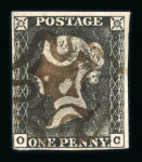 Stamp of Great Britain » 1840 1d Black and 1d Red plates 1a to 11 1840 1d grey-black pl. 1a OC, close to good margins, with watery brown Maltese Cross