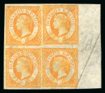 Stamp of Ionian Islands » 	British Protectorate » 1859 Issue (S.G. 1-3) 1859 1/2d. orange right-hand margin block of four, major re-entry