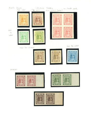 Stamp of Indian States » Indore 1904-20 issue group of imperfs and proofs on an album page