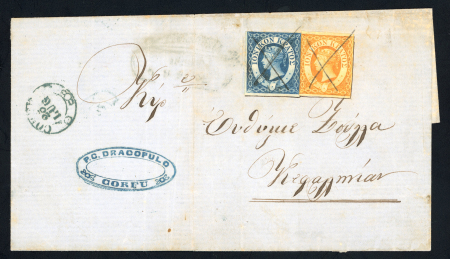 Stamp of Ionian Islands » 	British Protectorate » 1859 Issue (S.G. 1-3) 1859 two 1/2d and a 1d outer letter sheet from Corfu