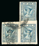 Stamp of Indian States » Indore 1934 group of imperforates, incl. SG 21a used block of 3, SG 24a single and SG 26a single all used