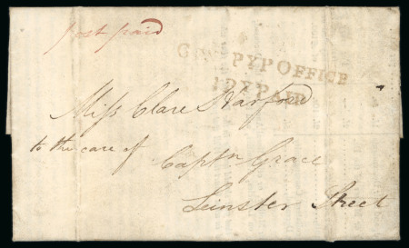 Stamp of Ireland » Pre-Stamp Postal History » Local Post Period - 1773-1840 1816 (9.5) Printed entire from the Stamp Office, unusually