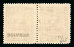 Stamp of Indian States » Indore Officials: 1904-06 1/2a lake with overprint omitted in pair with normal, mint o.g.