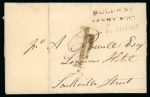 Stamp of Ireland » Pre-Stamp Postal History » Local Post Period - 1773-1840 1811 (16.11) Folded entire from Arran Quay to Sackville Street sent within the Dublin Penny Post, showing a black readable strike of the 2-line "QUENN ST / PENNY POST" with unusual error for QUENN for QUEEN, and "1" hs o