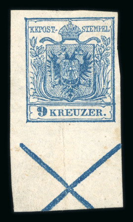 Stamp of Austria » 1850 Issue Austria Österreich 1850 9Kr HP mit Grossteil von Andreaskreuz