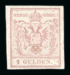 Stamp of Austria » 1850 Issue Austria Österreich 1850 1Gulden trübrosa Probedruck