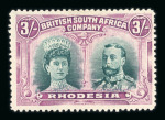 Stamp of Rhodesia 1910-1913, 3/- bright-green and magenta, perforated 14