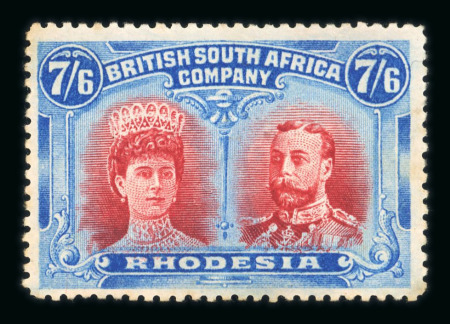 Stamp of Rhodesia 1910-1913, 7/6d carmine and bright-blue, perforated 14, mint