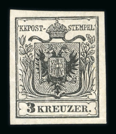 Stamp of Austria » 1850 Issue Austria Österreich 1850 3Kr Probe in schwarz