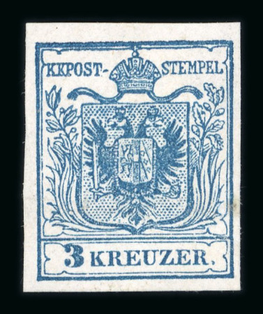 Stamp of Austria » 1850 Issue Austria Österreich 1850 3Kr Probe in blau