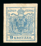 Stamp of Austria » 1850 Issue Austria Österreich 1850 9Kr M III hellblau