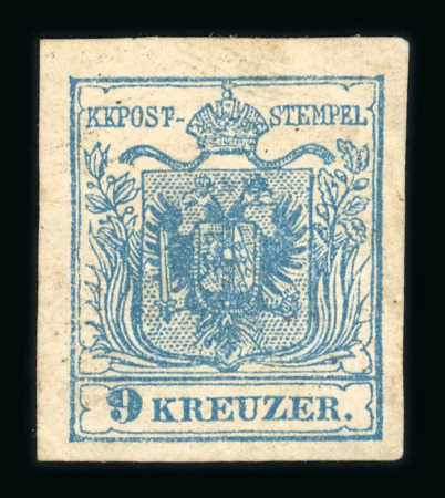 Stamp of Austria » 1850 Issue Austria Österreich 1850 9Kr M III hellblau