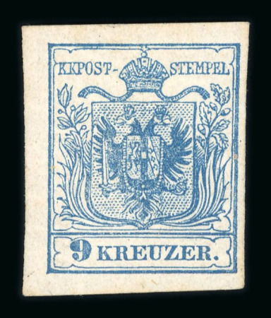 Stamp of Austria » 1850 Issue Austria Österreich 1850 9Kr M III blau