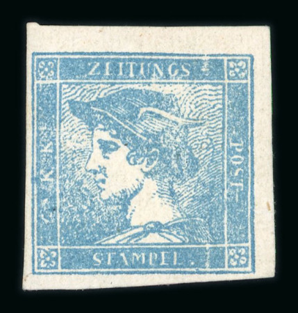 Stamp of Austria » Newspaper Stamps 1851 Austria Österreich 1851 Zeitungsm. Blauer Merkur I gerippt