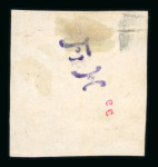 Stamp of Romania » 1858 (1st Nov.) - 1861 Moldavia - Handstruck at Jassy - Imperforate 40 parale deep blue on bluish paper, cancelled FRANCO JASSY marking in violet