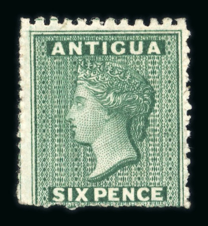 Stamp of Antigua & Barbuda 1862 6d blue-green, mint compound perforation