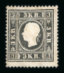 Stamp of Austria » 1858 Issue Austria Österreich 1858 3Kr Ty Iax schwarz ungebraucht