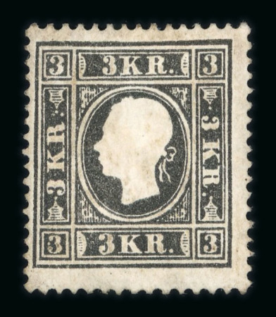 Stamp of Austria » 1858 Issue Austria Österreich 1858 3Kr Ty Iax schwarz ungebraucht