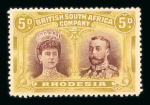 Stamp of Rhodesia 1910-1913 5d purple-brown and ochre, error of colour,