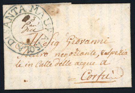 Stamp of Ionian Islands » 	British Protectorate » Stampless mail Ionian Islands 1815 Santa Maura to Corfu cover