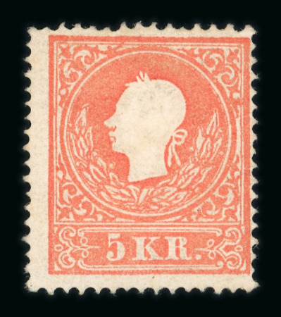 Stamp of Austria » 1858 Issue Austria Österreich 1859 5Kr Rahmen wie Ty I  POSTFRISCH