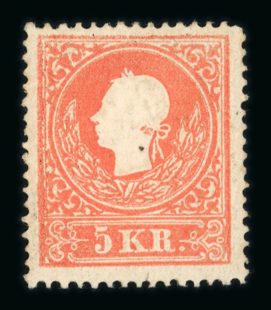 Stamp of Austria » 1858 Issue Austria Österreich 1859 5Kr Ty IIb rot