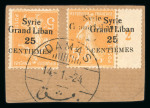 Stamp of Syria » Syria French Mandate - 1923-1936 1923, sur deux fragments quatre timbres oblitérés au