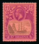 Stamp of St. Helena 1922-37 Mult Crown CA £1 grey and purple on red mint