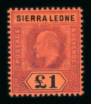 Stamp of Sierra Leone 1907 MCA £1 purple and black on red mint