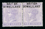 Stamp of Somaliland Protectorate 1903 optd 2a pale violet in mint pair, part o.g., one with the 'BRIT SH' variety