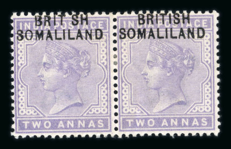 Stamp of Somaliland Protectorate 1903 optd 2a pale violet in mint pair, part o.g., one with the 'BRIT SH' variety