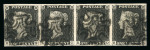 Stamp of Great Britain » 1840 1d Black and 1d Red plates 1a to 11 1840 1d. black, KB-KE, Pl. 1b, superb used strip of