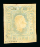 Stamp of Austria » 1858-59 Newspaper Stamp Austria Österreich 1858-59 Zeitungsm. 1,05Kr blau mit Abklatsch