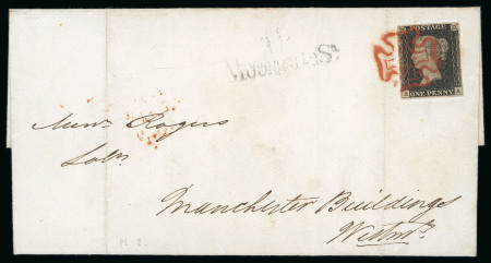 Stamp of Great Britain » 1840 1d Black and 2d Blue "May Dates" 1840 1d. black, AA, Pl. 2, close to good margins, used